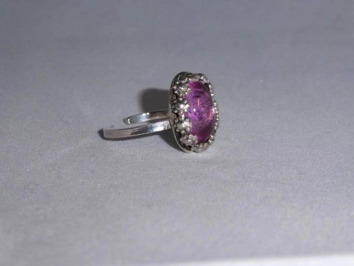 Ring med Rosenkvarts och blommor i silver - Bild 2