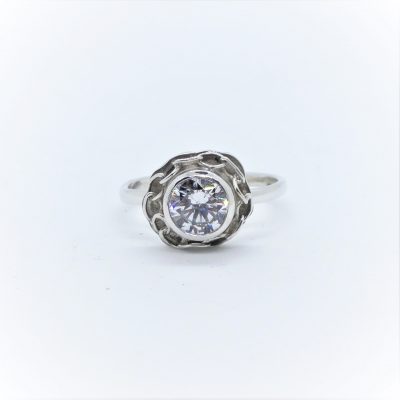 Ring med diamant, silver ring med cubic zirconia