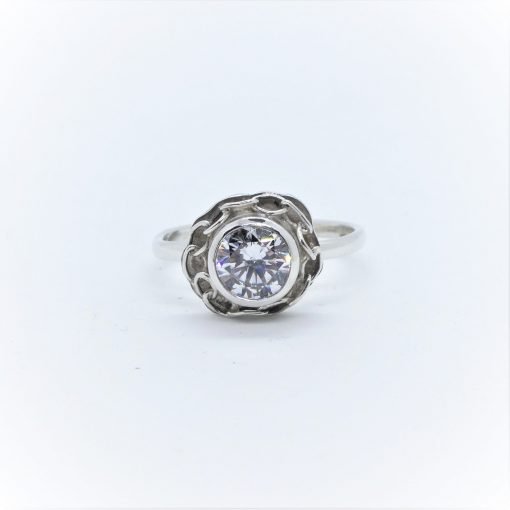 Ring med diamant, silver ring med cubic zirconia